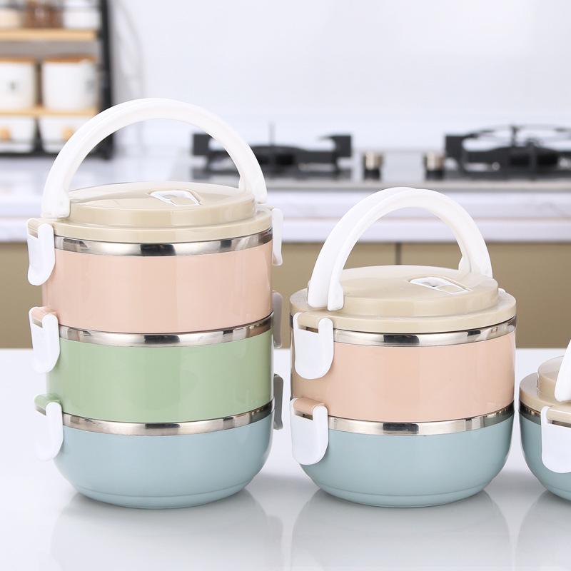 304 Multi-Layer Round Lunch Box - Insulated, Sealed, and Available In One To Four Layers