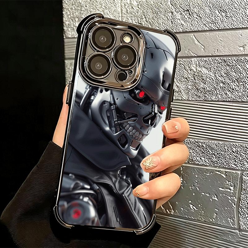 Terminator Arnold Schwarzenegger Plating Phone Case For Iphone 16 17 Pro Max Air 16E 14 15 Plus 12 13 Mini Anti-Fall Airabag Cov