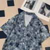Summer Island Vacation Style Ice Silk Short Sleeve Floral Shirt Men's Hawaiian Cuban Collar Shirt Cool Fashion for Men