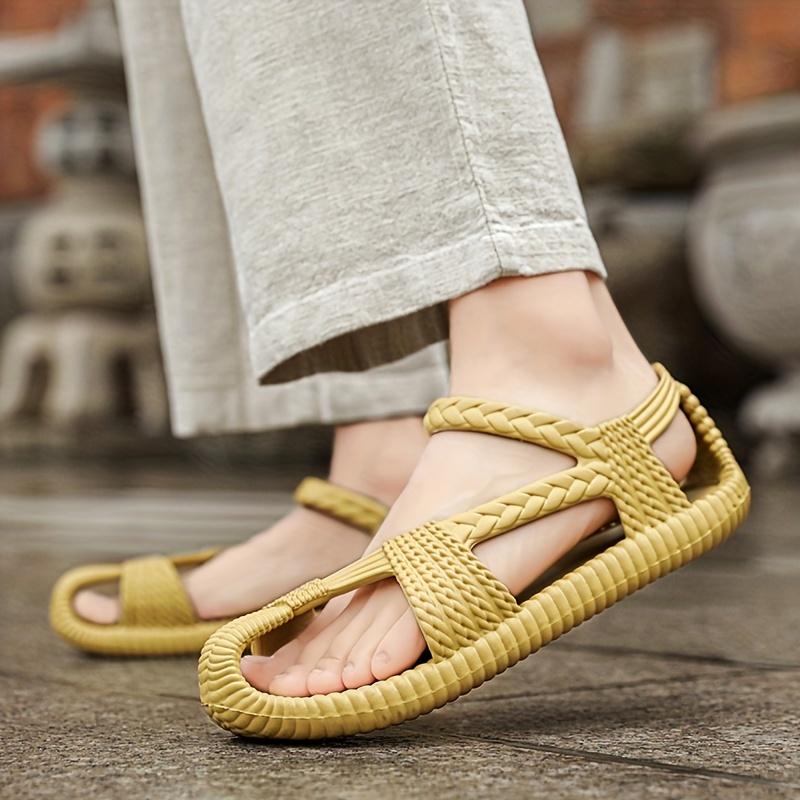 Vintage Inspired Women's Flat Sandals Solid Color EVA Material Roman Ethnic Styles for Beach and Streetwear