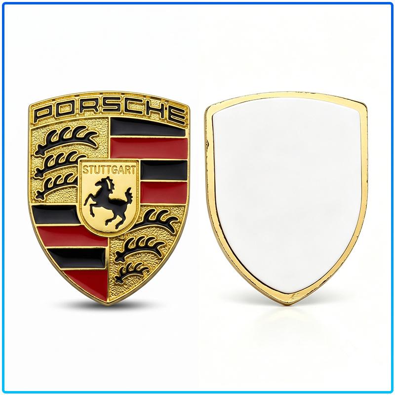 1Pcs Metal Texture Porsche Shield Badge Waterproof Anti-Fade Decor Sticker Fit All Porsche Sedan SUV Sports Car Interior Modification