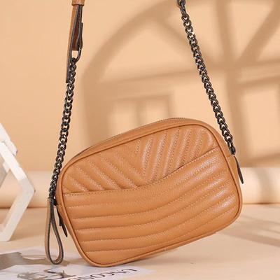 Internet Celebrity Leather Trendy Girl Bag First Layer Cowhide Small Fragrant Diamond Chain Bag Shoulder Messenger Bag