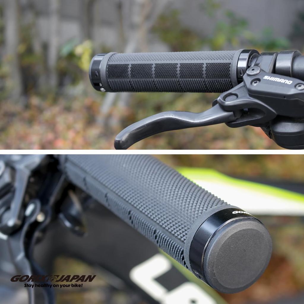 GORIX Bicycle Round Handlebar Grips with Double Shock Replacement Grips for Cross Bikes and MTBs Grips, [Non-sticky Material/High Grip], Lock-On,