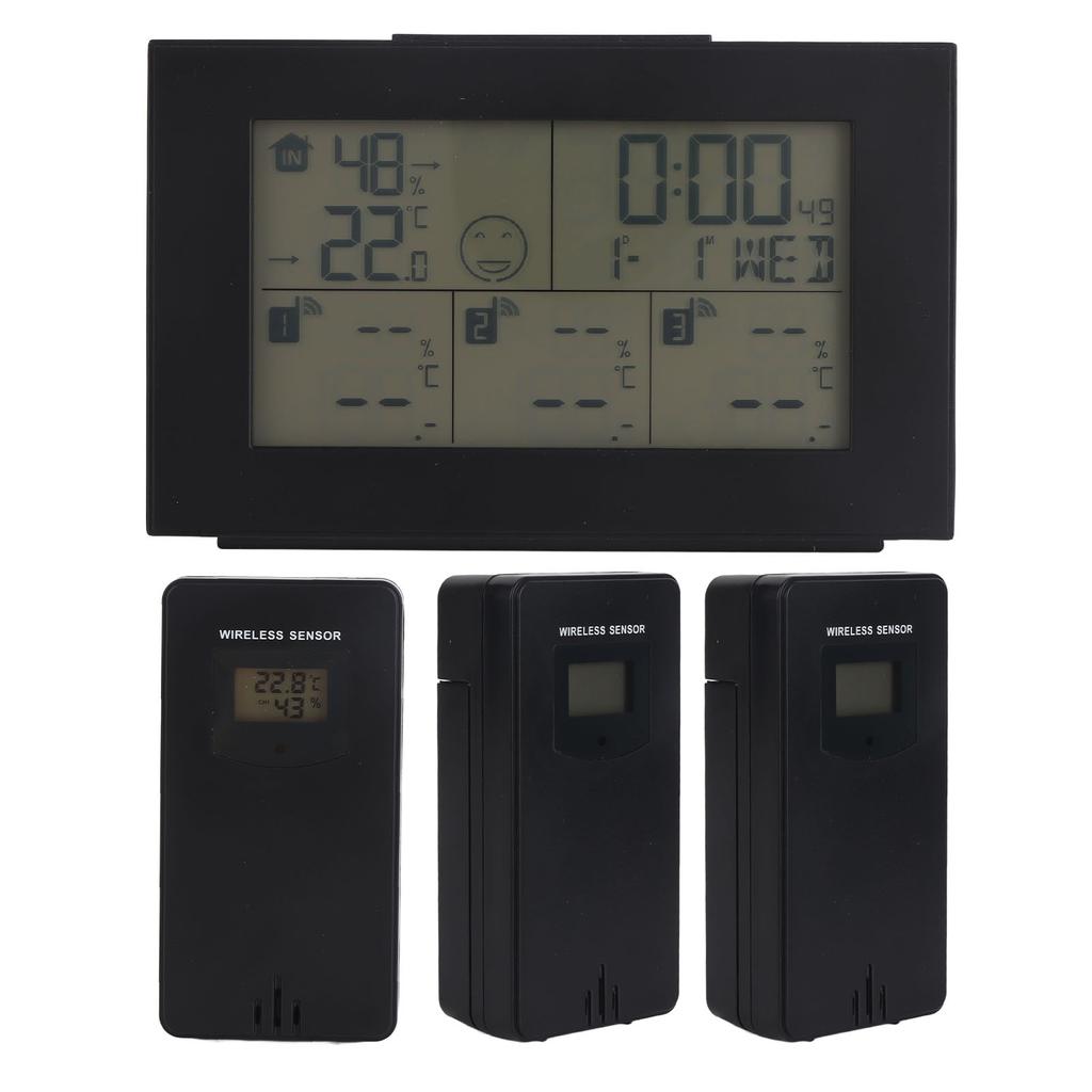 Orologio Meteo Termometro Wireless a 3 Canali per Interni ed Esterni Monitoraggio di Temperatura e Umidità