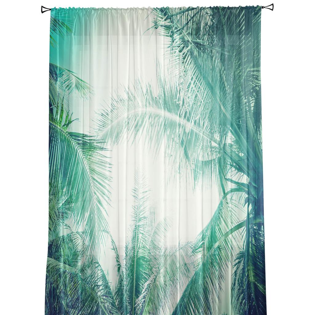 Green Leaves Jungle Plant Nature Modern Tulle Curtains For Living Room Sheer Curtain Bedroom Voile Decorative Window Treatments