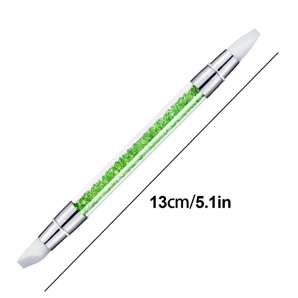 Professional D ual Tipped Silicone Nail Brush Set Rhinestone Carving Polishing Pen Manicure N ail Art Tools For Salon Home DIY