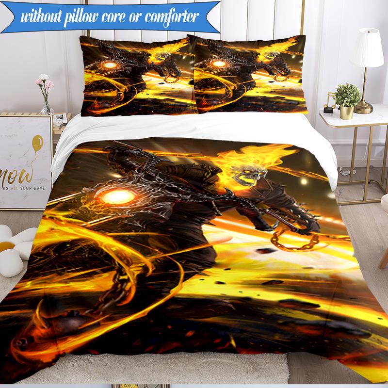 3PCS Rider On Fire Bedding Set,Including 1pc Duvet Cover And 2pcs Pillowcases Perfect for Bedroom, Dormitory, Fan Christmas gift