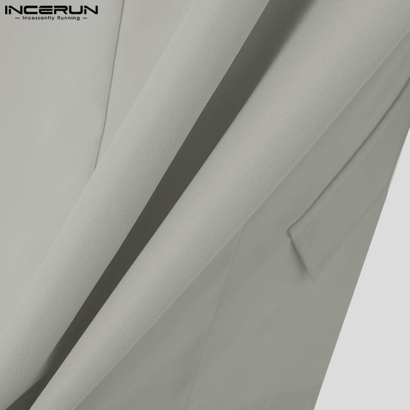 INCERUN Homens Lapela Entalhada Manga Comprida Casacos Casuais Soltos Cargo Casacos