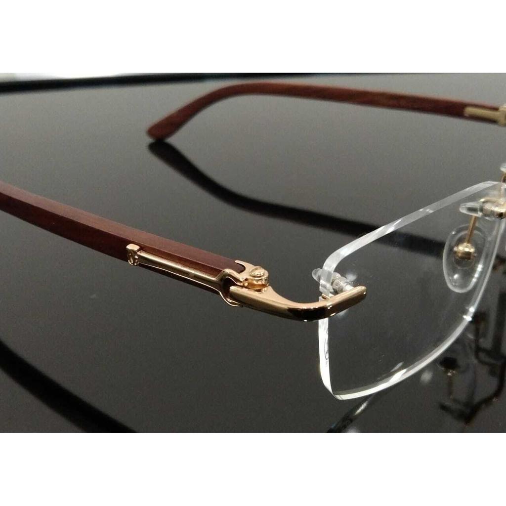 RSINC Holz -RAHMENLOS HOLZ-STAHL Braun finish Brillen Fassungen Größe 56-16-140 JL286093829994