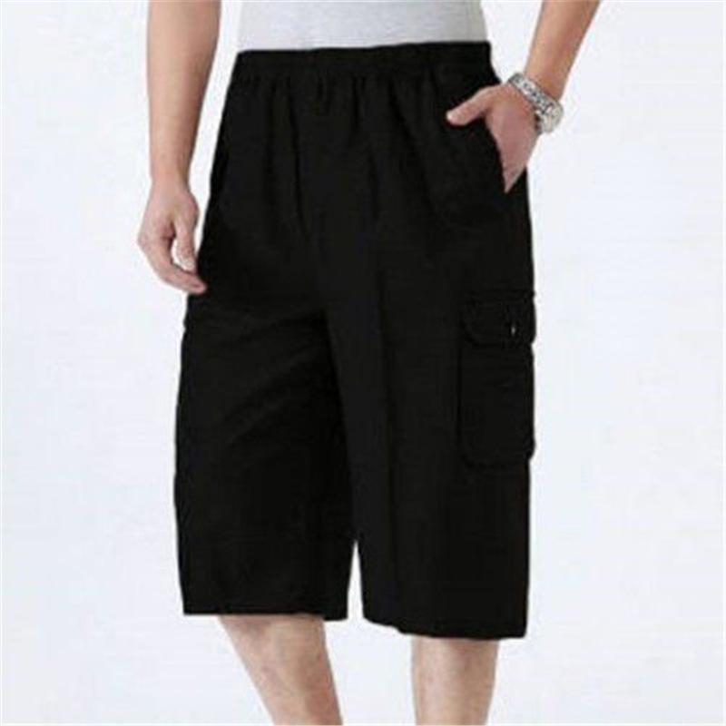 

Большие размеры мужские шорты карго хлопковые брюки Five Point ниже колена шорты свободного кроя мужские рабочие шорты спортивные повседневные шорты 4XL 4XL чёрный