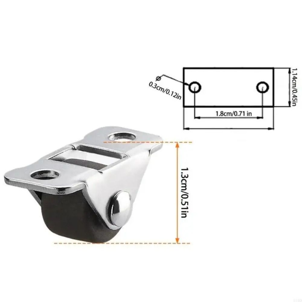 4pcs 1/2 Inch Furniture Mini Casters Rubber Roller Steel Top Plate Drawer Slide Wheel Pulley Mooth Gliding