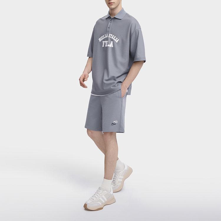 Fila American Series Letter Print Casual Loose Short Sleeve Polo Shirt Unisex Polo Shirts Brick-Gray F11U329105F-DY