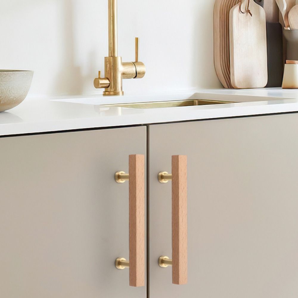 Beech Wood Drawer Pulls Walnut Wood Cabinet Pulls High-End Wooden Handles  Closet
