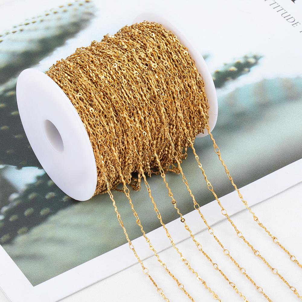 No Fade 1Meter Stainless Steel Gold & Silver Color Twist Stick Link Chain Bulk Chains for DIY Necklace Bracelet Jewelry Making