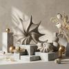 Vaso Moderno in Ceramica a Spirale – Scultura Geometrica da Tavolo per Arredamento Casa, Minimalista Wabi-Sabi per Composizioni di Fiori Secchi, Beige Neutro (26x9x21 cm)