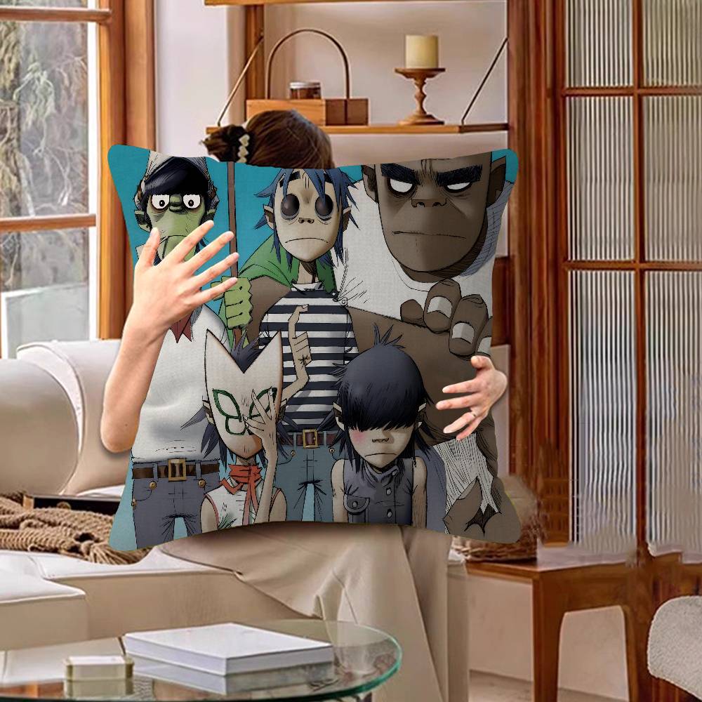 Retro Music Gorillaz Good Quality Anime Office Cushion Pillowcase Car Cushion Cover45X45CM Lumbar Pillowcase Sofa Pillowcover