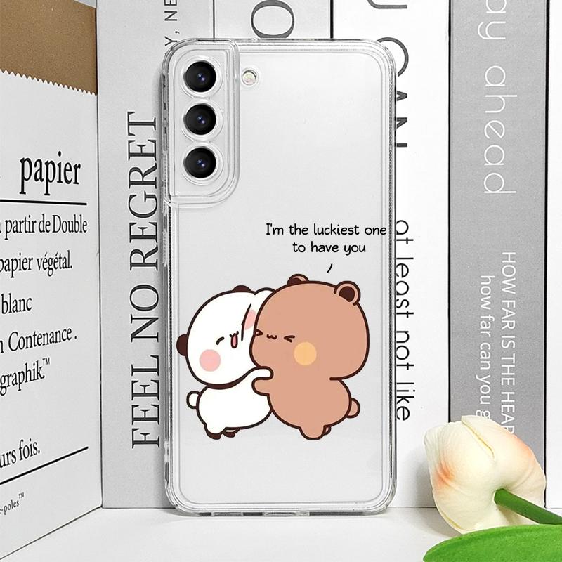 Funny Cartoon Bubududu Panda Couple Clear Phone Case for Realme 12 10 11 9 Pro Plus 8i 9 7 PRO C75 C64 C31 C53 Lovers Soft Cover