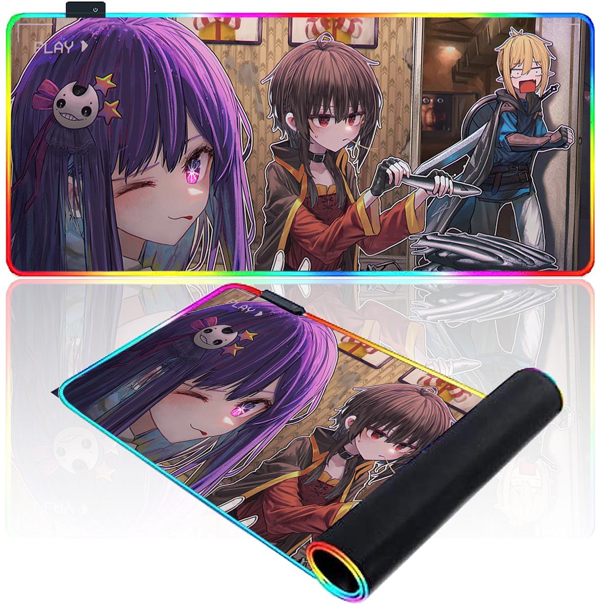 led Light Mouse pad pro Gaming Kono Suba Megumin RGB Mouse mat Large Mouse pad Extended Mousepad Oversized Gaming Anime Desk mat RGB 300x600x3mm