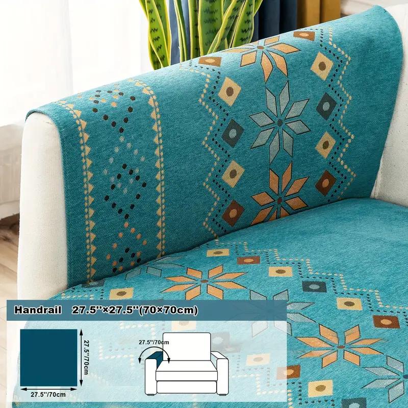 Sofa Cover Geometric Embroidery Sofa Slipcover Thick Plush Sofa Protector Cover Non Slip Couch Covers for Bedroom Office Living Room Home Decor