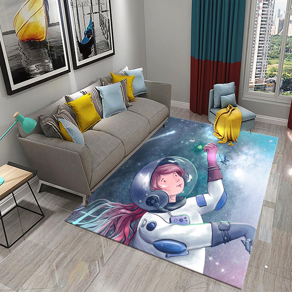 3D Cartoon Cute Astronaut Carpets for Living Room Kitchen Bedroom Bathroom Entrance Non-slip Area Rug Kawaii Kids Decor Carpet