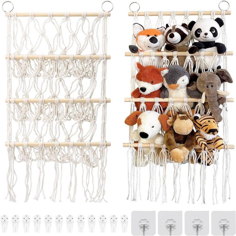 1pc Bohemian Plush Toys Storage Rack, Household Toys Storage Rack, Large Capacity Plush Toys Organizer