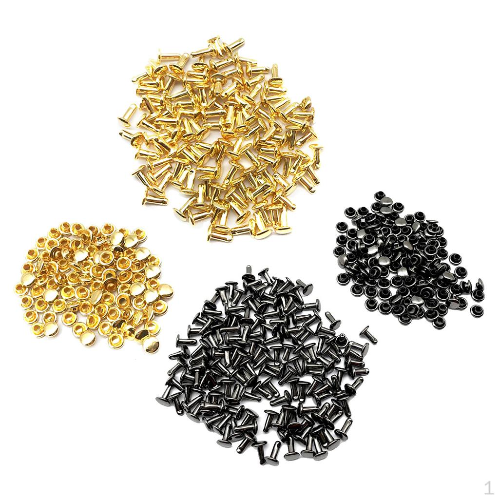 200 Sets Double Caps Studs Rivets DIY Craft For Bags Shoes Leather Decoration 6x8mm