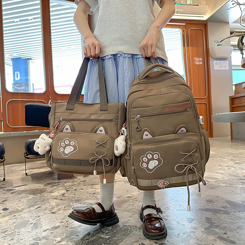 New backpack fashion kitten large capacity shoulder backpack junior high school students backpack high value school bag