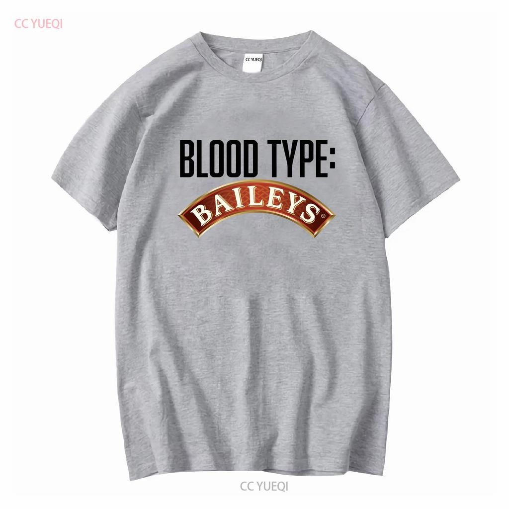 Baileys Irish Cream Alcohol Logo Funny Blood Type Parody T Shirt Long Or Short Sleeves Vintage Washed Versatile