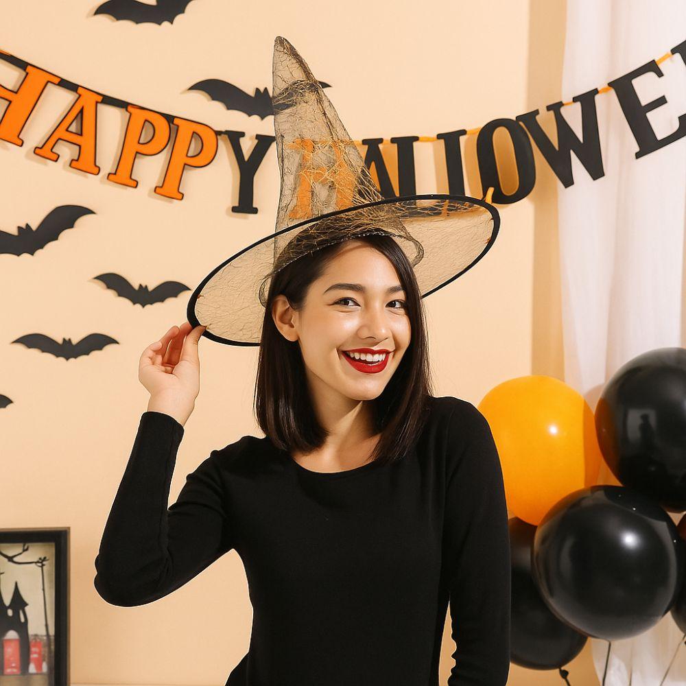 Breathable Halloween Witch Hat Sequin Halloween Headwear Funny Spider Witch Hat  Unisex Accessories