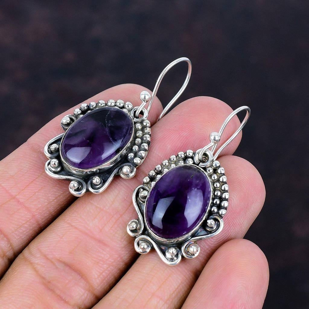 Star Amethyst Earrings Amazing Silver Jewelry Real Gemstone Handmade Earring 925 Sterling Silver Earring Latest Design Jewelry Gifts for Her