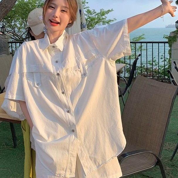 Korean Style Casual Short-Sleeve Shirt and Shorts Two-Piece Set - Slimming Summer Petite Fit
