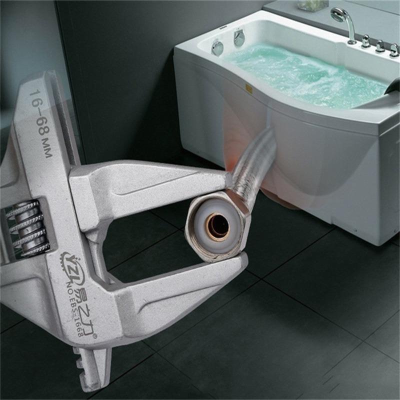 1PC Multifunctional Aluminum Wrench - Adjustable, Strong Grip for Bathroom Repairs, Fits 6-68mm Pipes and Valves