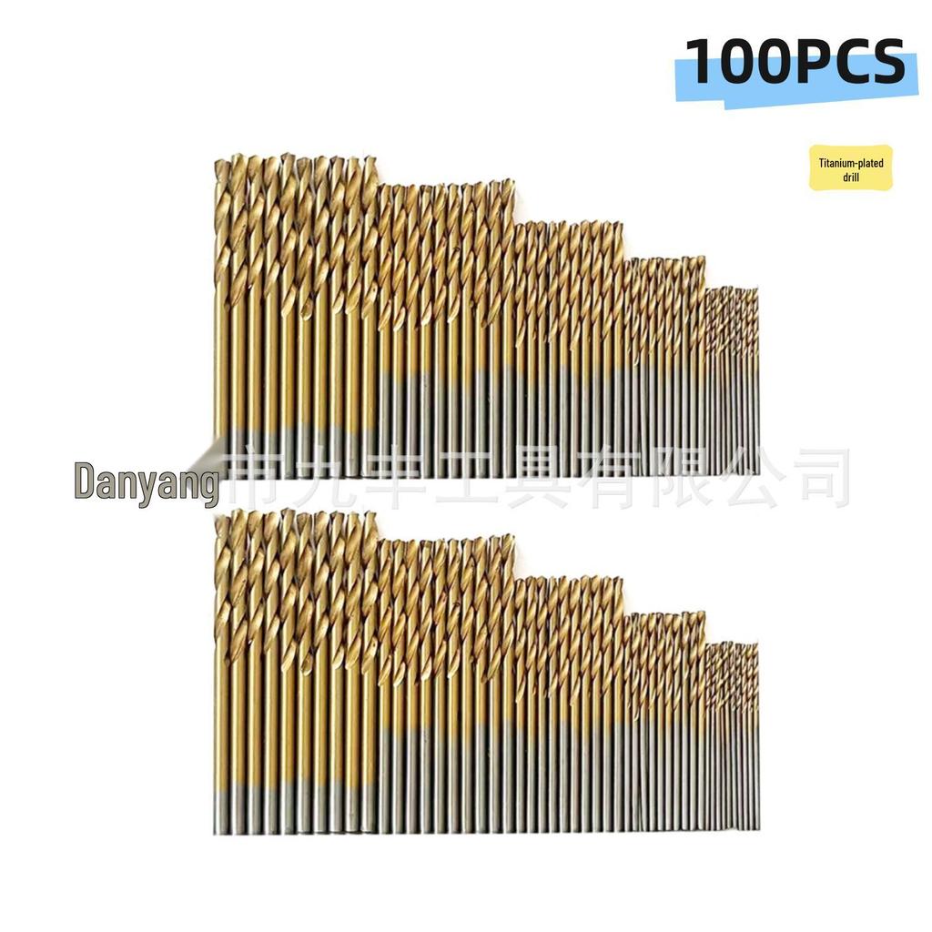 1-3mm Titanium-Plated Twist Drill Set, 100/50pcs, Straight Shank for Manual Use
