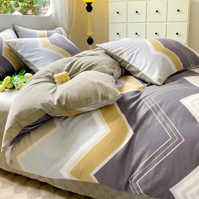 Vierteiliges Set aus reinem Baumwollbett, Baumwollbettwäsche, Bettbezug, Bettlaken, dreiteiliges Schlafsaalset