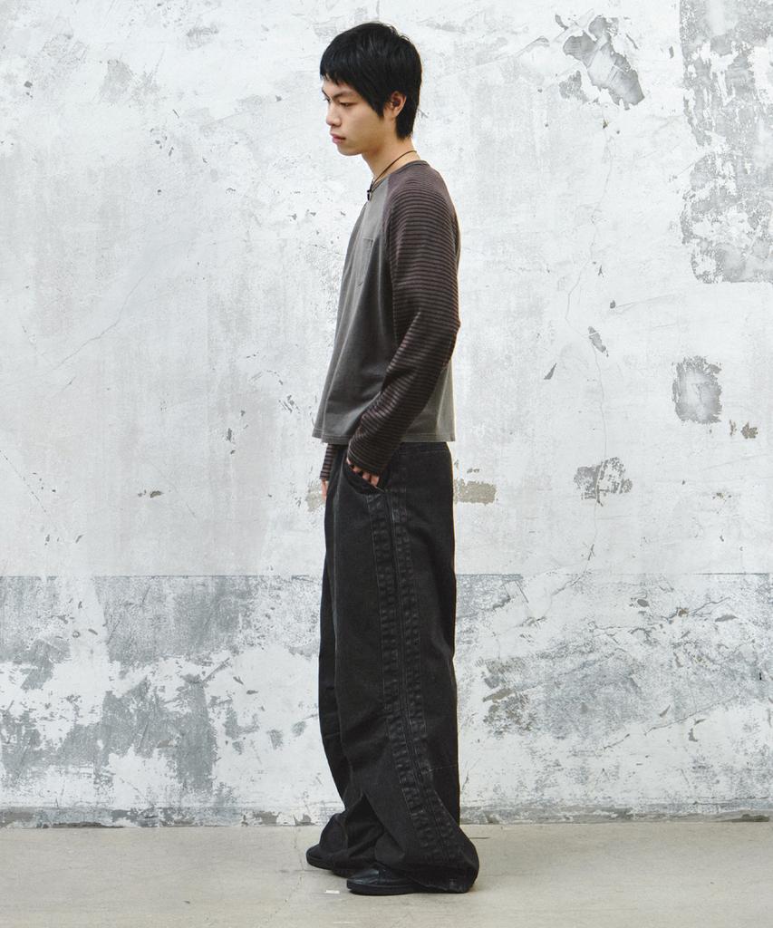 INTEMPOMOOD Track Washed Cotton Wide Pants_Charcoal