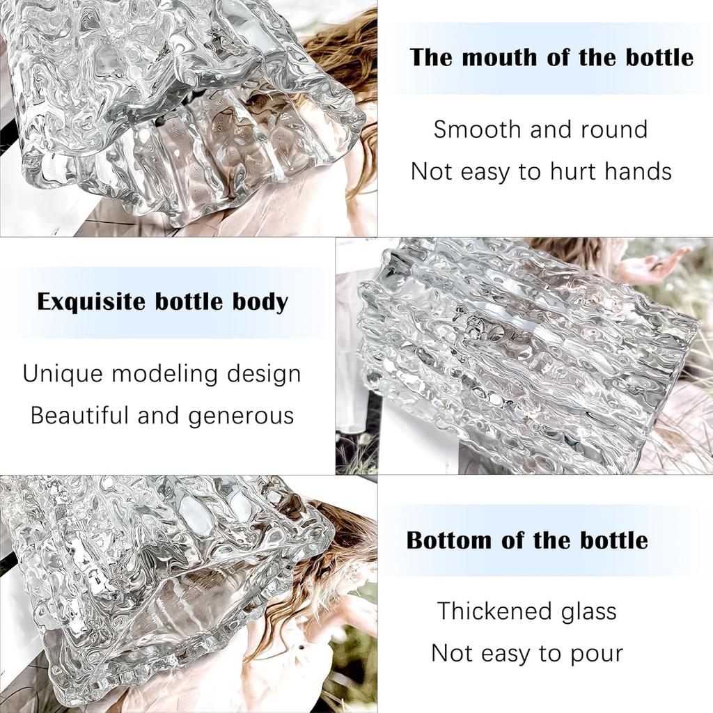 Aoderun Glass Vase Crystal Vase Heavy Duty Large Flower Vase for Dining Table Kitchen Office Home Shelf Wedding Living Room Centerpieces(Clear)