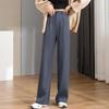 Women's 2025 High Waist Slim Fit Loose Draped Gray or Black Suit Pants for Spring and Autumn