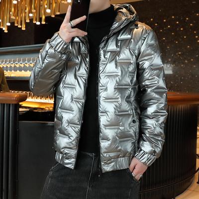 Manteau en coton à capuche Surface lisse Couleur unie Manches longues Cardigan Coupe-vent Rembourré Grande taille Manteau d'hiver pour homme pour l'extérieur