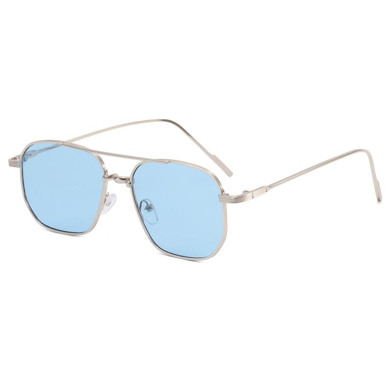 Trend glasses Personalized double beam UV protection glasses Irregular metal decoration Men's and women's sunglasses