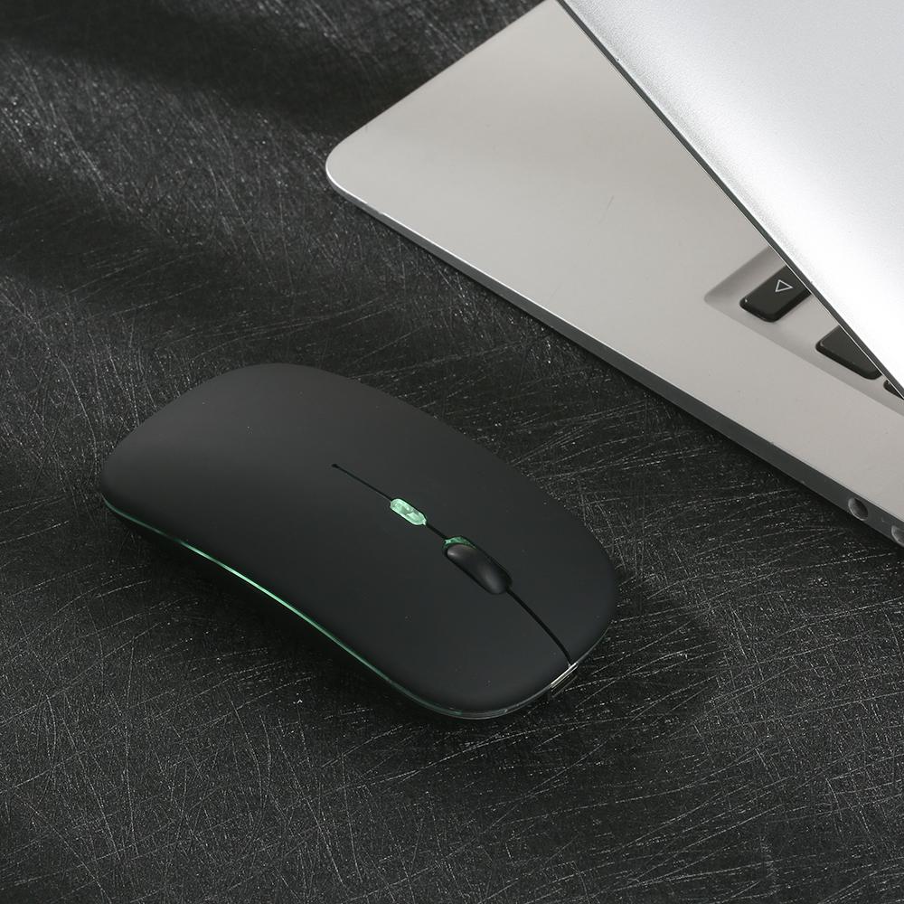 2.4G BT 5.0 Wireless Slim Rechargeable Mouse Less Noise 3 Adjustable DPI 7color Breathing Light