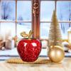 Crystal Apple Figurine Artificial Glass Apple-Shaped Paperweight Home Decor Filled with Fake Diamonds Fruits Collectibles Art  (Red)