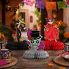Mexican Halloween Party Supplies 3Pcs Day of The Dead Skull Honeycomb Ornament, 6 Styles Sugar Floral Themed Table Settings Figurines for Home Decor,
