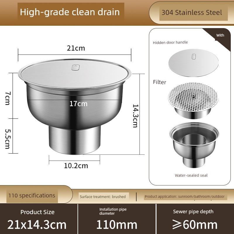 304 Stainless Steel Drainage Floor Drain for Hotel Apartments, Anti-Odor and Anti-Mosquito Large Flow Floor Drain for Bathrooms