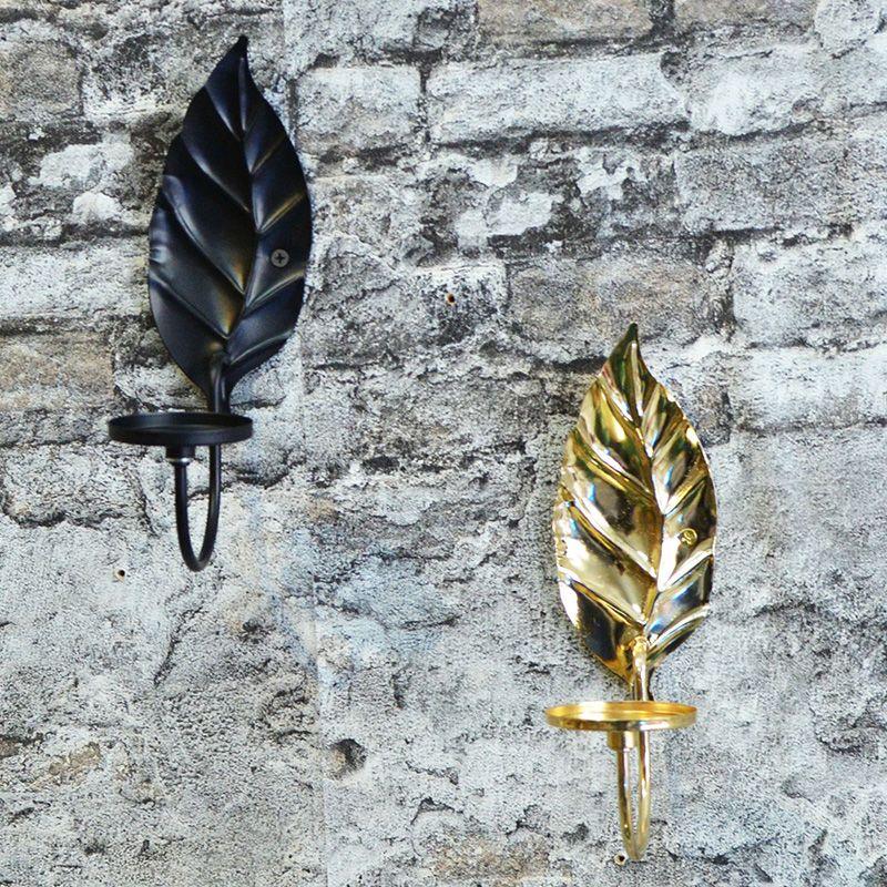 1PC Candle Stands Leafs Iron Birthday Party Candlestick Home Decoration Metal Background Wall Wall Hanging Durables