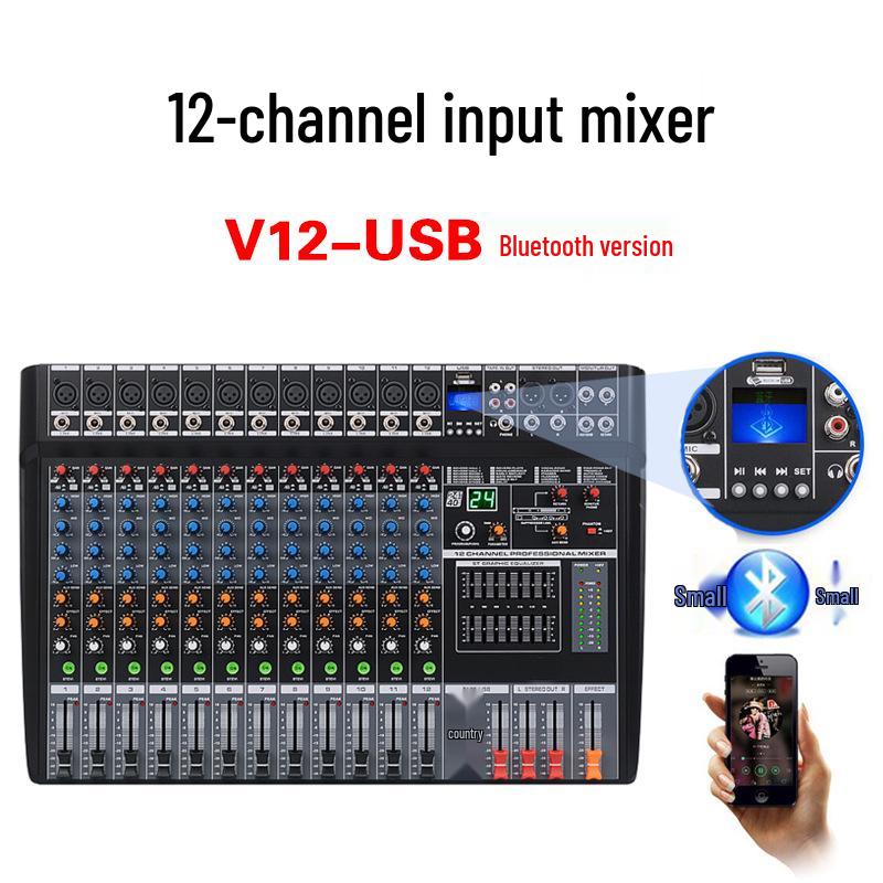 Professional Multi-Channel Mixer with Bluetooth 5.0, DSP Effects, USB, and Reverb for Stage and Wedding Performances