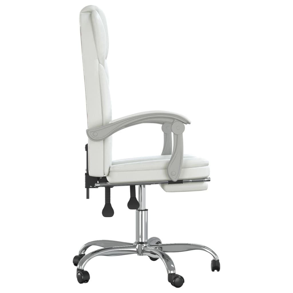 Office Chair with Reclining Function White Faux Leather