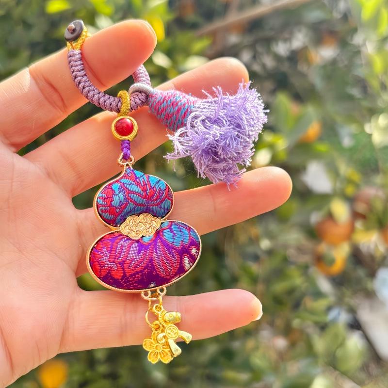 Pure Handmade Song Brocade Horse Pendant Charm – Double-Sided Fortune & Prosperity Tassel Ornament