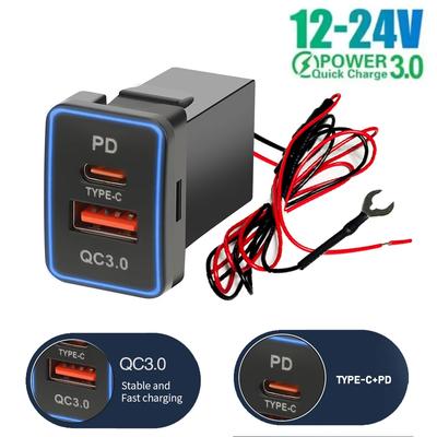12V/24V USB Type C Car Charger Socket Quick Charge 3.0 & PD USB C Port Power 23x32mm Outlet Adapter for Toyota Corolla Vehicles