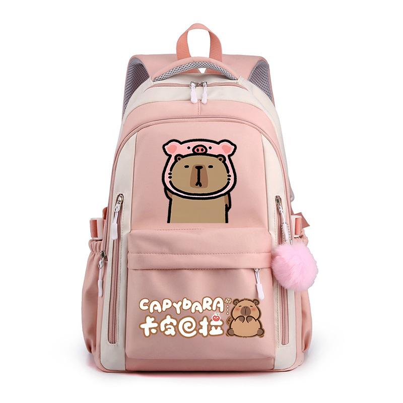 Trendy kapibara creative cartoon printing cute emoji bag for primary and secondary school students to reduce the burden of spine protection schoolbag