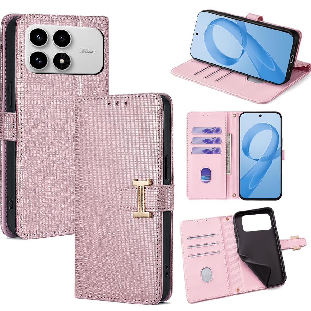 For Xiaomi Poco F8 Pro/Redmi K90 5G Case Metal I-Buckle PU Leather Wallet Phone Cover